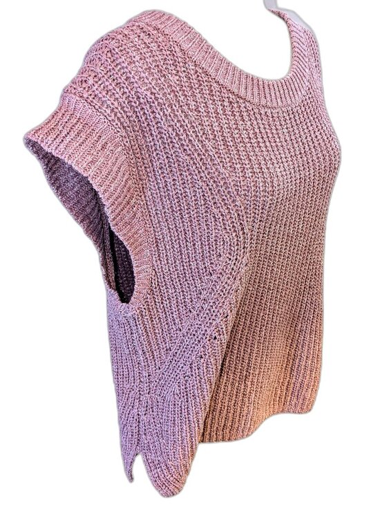 Old Navy | Lightweight Shaker Stitch Pink Short Sleeve Sweater | Size Medium - Picture 3 of 11